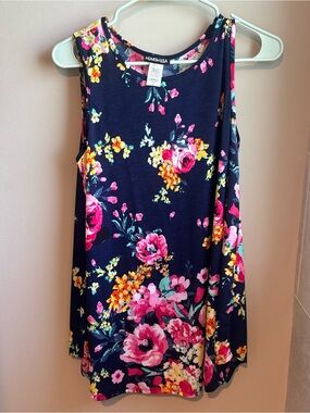 HEIMISH USA Navy Floral Tank with Pink & Yellow Blooms